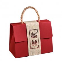 定制喜糖包装盒 手提糖果食品礼盒 婚礼红色手提式糖果礼品盒精品包装盒