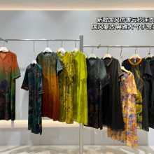 中老年新款国风仿香云纱大码连衣裙实体店赚钱便宜女装折扣货源