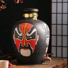 雕刻陶瓷酒坛厂家批发 50斤100斤定做陶瓷大酒缸 荷花私藏高盖大口带带嘴