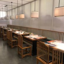 青花椒砂锅鱼餐厅家具 餐厅实木桌椅定制 韩尔现代中式家具厂