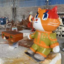 中山玻璃钢主题雕塑 旅行卡通猫雕塑 玻璃钢公仔