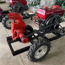 排涝大流量4寸自吸泵 两轮拖车款农用水泵 工程清淤柴油机抽水机