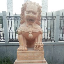石狮子工艺品 传统卷发石狮 雕塑摆件石狮子