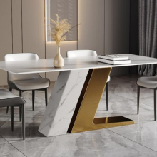北欧大理石餐桌子家用长方形现代简约意式进口岩板餐桌