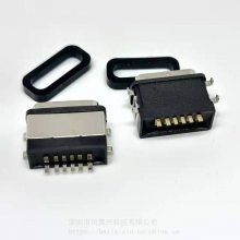 TYPE-C 6PIN沉板防水母座 剃须刀 电动牙刷 防水USB6P下沉0.55