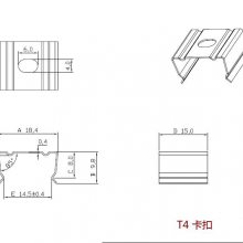 17mm宽铝硬灯条卡扣，T4硬灯条卡扣挂板，T4线条灯铝槽卡扣，SUS304不锈钢材质。