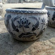 厂家景观雕塑 汉白玉水缸青石荷花缸 庭院莲花盆
