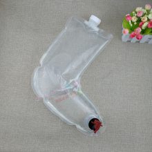 圣诞袜式异形双吸嘴袋定制 透明无菌果汁袋 3L装蝴蝶阀红酒BIB袋