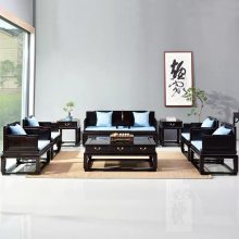 现代红木家具新中式布艺海绵坐垫坐感舒适美观大方紫光檀沙发