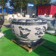 青石仿古石缸 庭院流水荷花鱼缸 仿古水缸