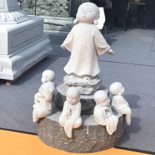 批发各种石雕小沙弥 寺院石头小和尚石雕