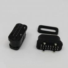 TYPE C 16P立式防水母座 USB C型16P直插防水母头 配防水胶圈