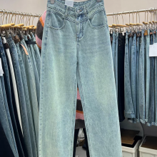 便宜地摊牛仔裤货源便宜新款女式牛仔裤弹力高腰拖地裤批发