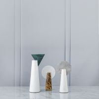 北欧三角形大理石摆件圆形六边形时尚***会所软装酒店工艺品摆设