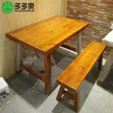 现代中式木屋烧烤桌，进口松木实木烧烤桌长凳椅子定做