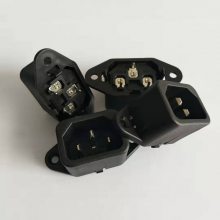 AC电源插座品字形有耳 防水带盖三脚立式 带螺丝孔品字尾电源插座