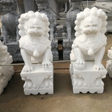 石雕狮子 迎宾石头狮子一对 传统中式石雕狮子