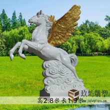 玻璃钢雕塑花园林摆件飞天马仿铜骏马商场房地区小区雕塑婚庆飞马