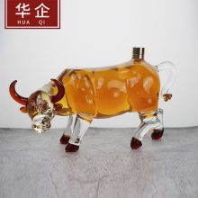 十二生肖牛造型 动物泡酒瓶玻璃工艺品牛造型泡酒白 酒瓶支持批发