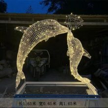 镂空发光海豚雕塑 不锈钢海豚实拍图