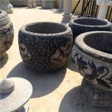 手工艺品青石做旧鱼缸 汉白玉养鱼池 石头盆荷花池