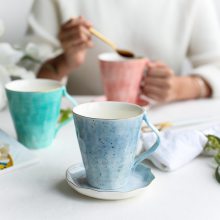 北欧丹麦大理石纹陶瓷杯子 情侣水杯咖啡杯茶杯 奶茶杯彩色马克杯
