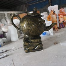 玻璃钢仿铜茶壶雕塑 潮州茶叶民俗传统形象泡茶壶雕塑