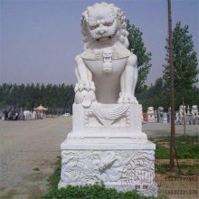 精品湖南汉白玉狮子 中国石狮子 传统中式石材狮子