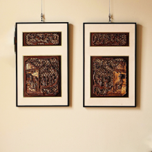 上海黄浦酒店装饰画 木质框福字挂件 抽象花卉画 浮雕 设计定制 厂家 伍一艾