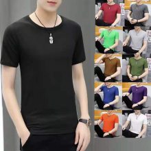 夏季新款男士纯棉t恤 潮流韩版男式t恤 印花图案短袖t恤 净版纯色男T。