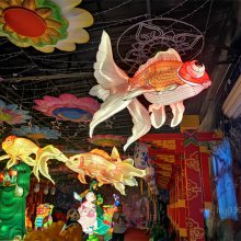 餐饮店铺装饰鱼型造型发光花灯挂饰商场美陈花灯摆件制作