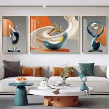 供应广州晶瓷画生产厂家-客厅沙发背景装饰画制作公司
