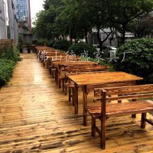 碳化实木长板凳原木快餐小吃饭店商用餐桌条凳窄防腐木简易坐凳子