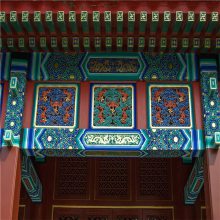 仿古铝栅格窗，古典金属花窗、古建铝合金花格、仿古木纹铝花格