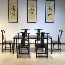 广东红木紫光檀成套餐桌椅批发 定做黑酸枝家用饭桌市场格