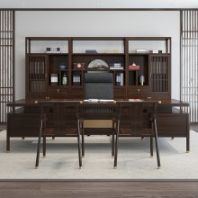 新中式办公桌实木老板桌椅组合总裁大班台办公室大气现代简约家具