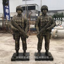 玻璃钢武装警察红军人物雕塑 广场现代***战士人警局雕塑模型