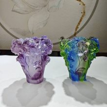 古法琉璃花瓶工厂，琉璃花瓶装饰家居摆件，出口琉璃花瓶定做，琉璃玫瑰花花瓶，广州琉璃工艺品
