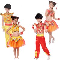 六一儿童演出服武术服男女童表演舞蹈服幼儿园喜庆秧歌打鼓服短袖