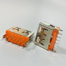 5P 直插大电流母座 橙色胶芯 USB 5P 180°插板快充*** A母 5P 快充插座 彩色胶芯