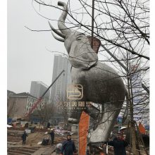 广州不锈钢雕塑 户外景区大象镂空发光雕塑 特色抽象大象金属雕塑摆件