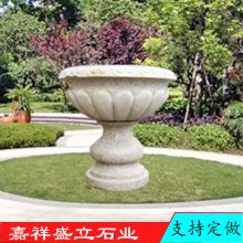 供應(yīng)歐式天然黃銹石花盆 石雕公園庭院景觀(guān)花盆