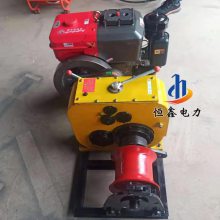 电缆施工机动绞磨 台式卷扬绞磨机 5吨柴油汽油绞磨机 恒鑫