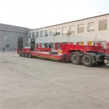 六线十二轴钩机板半挂车 鸿盛业骏牌 重型低平板液压升降高低板半挂车 HTD9438