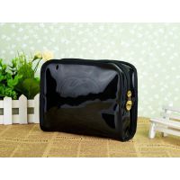 黑色pu化妆包男女士收纳包黑色防水大容量旅行随身收纳袋