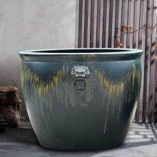 生产手工陶瓷大水缸厂家 青花瓷陶瓷鱼缸 定制陶瓷大缸1米1.2米人物山水