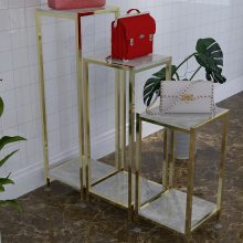 客厅花架|不锈钢花架|玫瑰金花架|金色花架|美容架|订做美发展示架