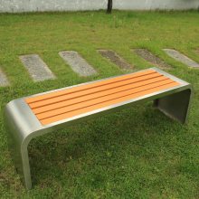 创意不锈钢公园椅户外坐凳广场庭院小区防腐木座凳长椅长凳定制