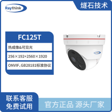 Raythink燧石技术FC125T双光谱热成像半球型摄像机防抖自动聚焦变倍镜头红外双目网络摄像头源头厂家高清红外