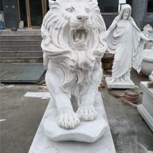 欧式石狮子酒店门口***汉白玉爬狮雕塑一对现代石雕狮子雕刻定制